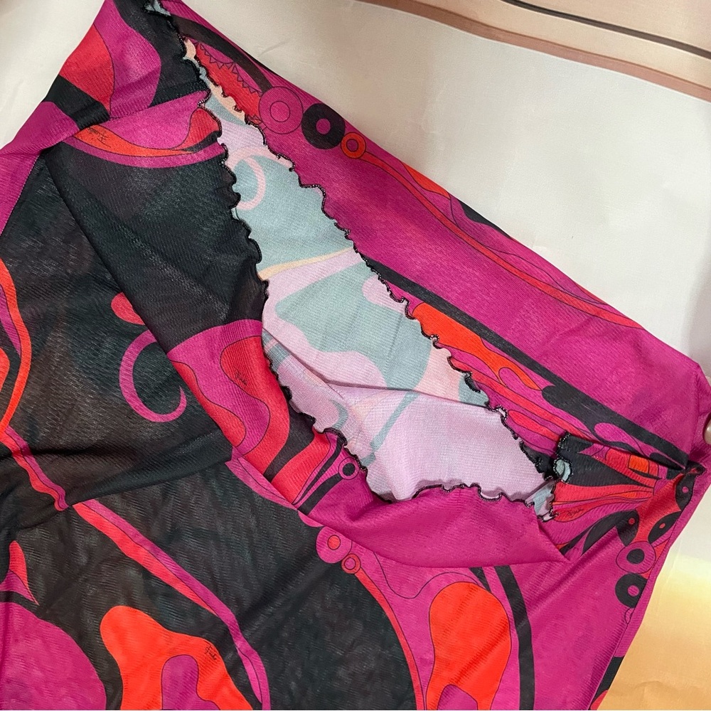 Emilio Pucci Fuchsia and Black Abstract Print Maxi Dress - Picture 3 of 10